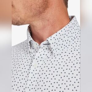 Mizzen+ Main White Mini Floral Print Monaco Dress Shirt